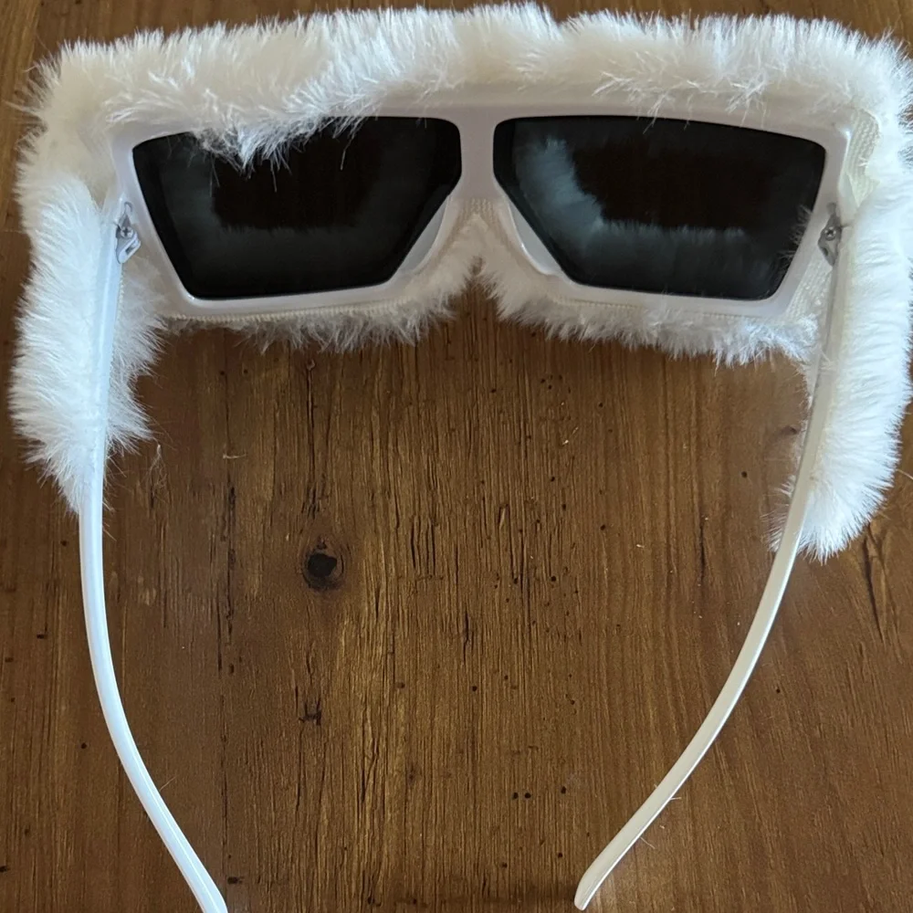 Luxurious White Furry Sunglasses